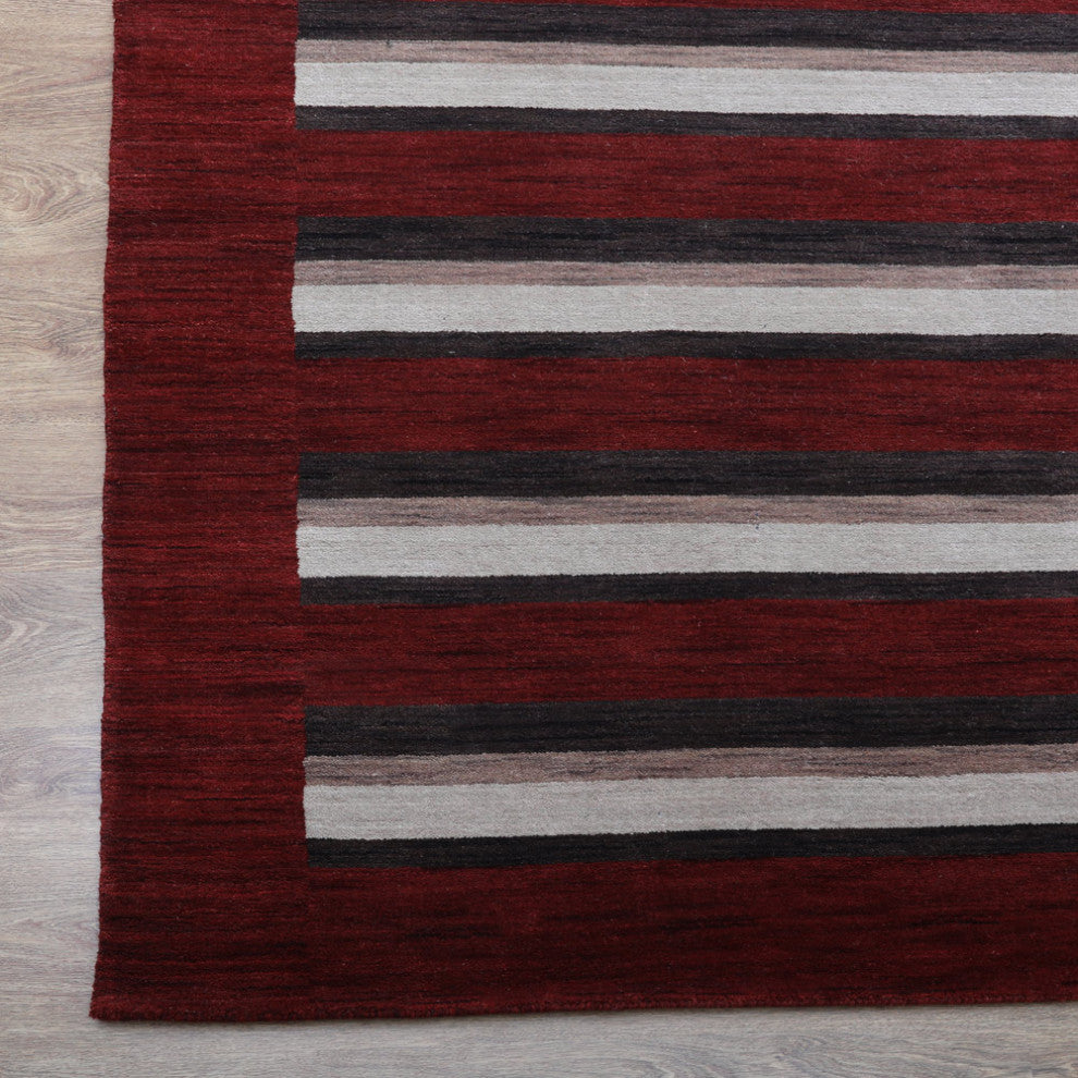 HAND KNOTTED LOOM WOOL ECO - FRIENDLY AREA RUGS - Red Brown,Contemporary