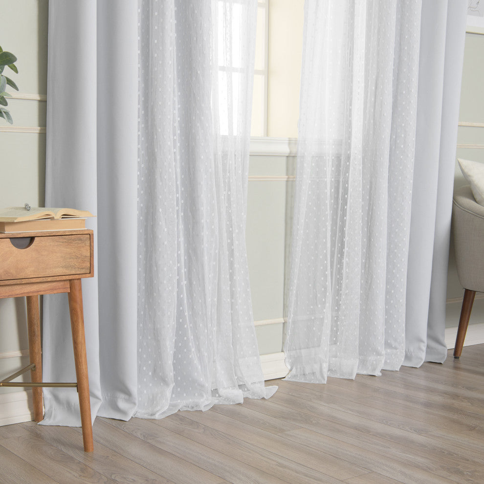Sheer Pretty Dot and Blackout Curtains, Vapor, 52"x84"