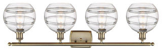 Ballston-Rochester 4-Light 38" Bath Vanity Light, Antique Brass, Clear