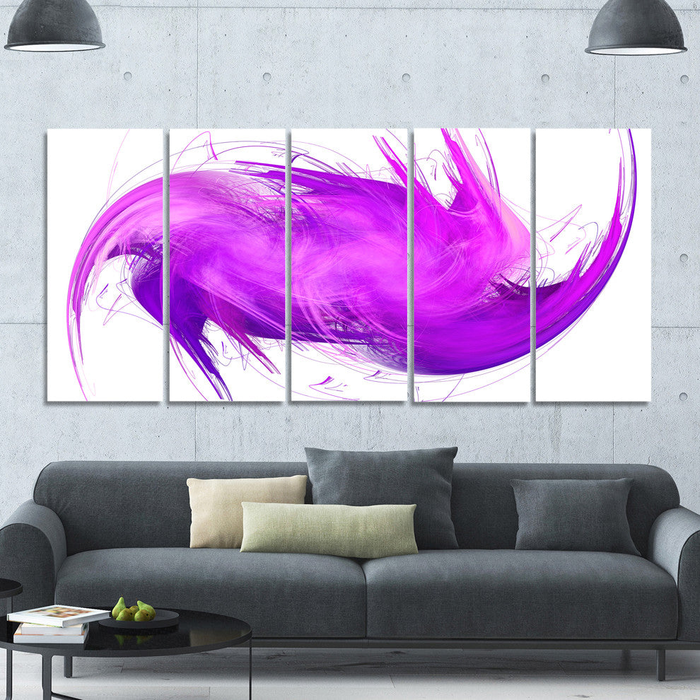 Abstract Purple Fractal Pattern, Abstract Wall Art Canvas, 60"x28", 5 Panels