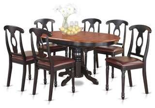 7-Piece With Pedestal Oval Dining Table And 6 Dining Chairs