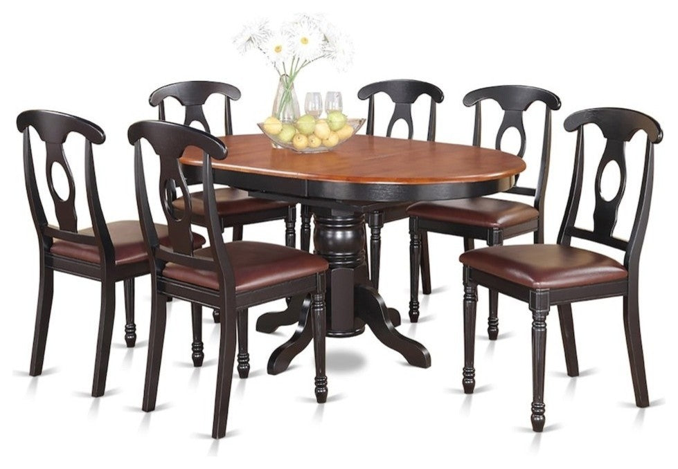 7-Piece With Pedestal Oval Dining Table And 6 Dining Chairs