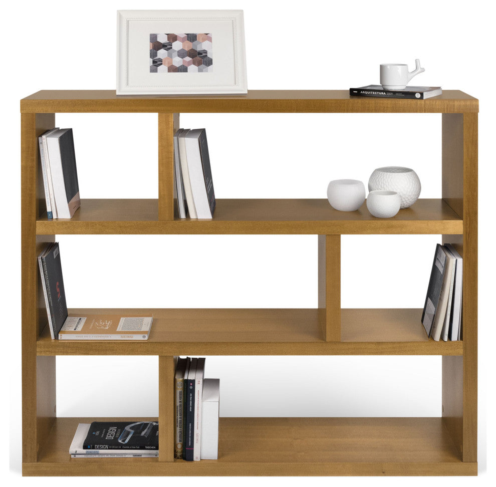 Contemporary Wood Low Book Shelf Display