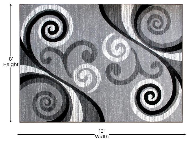 Valli Collection Modern Abstract Pattern Area Rug -Olefin with Jute Backing, Grey, 8' X 10'