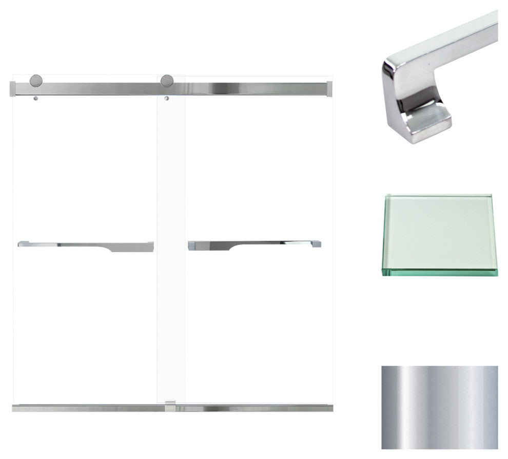 Transolid Brianna 60" W x 62" H Frameless Sliding Shower Door, Polished Chrome