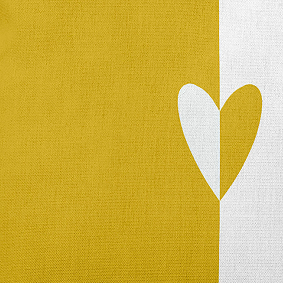 Modern Heart Decorative Throw Pillow, Mustard, 16"x16"