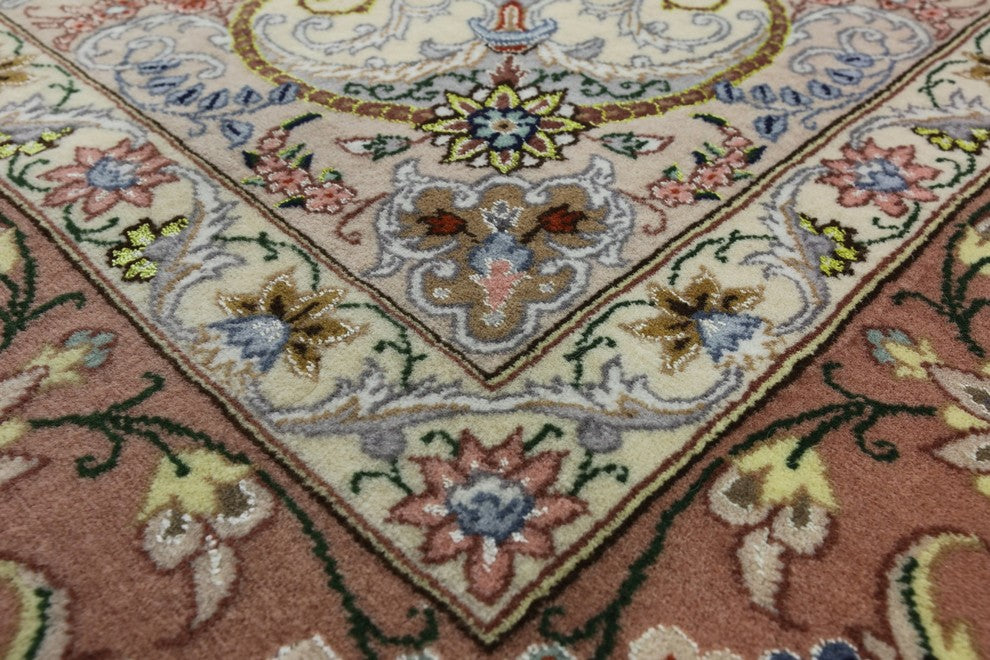 Signed Authentic Persian Isfahan Wool and Silk Area Rug, 4'x7'