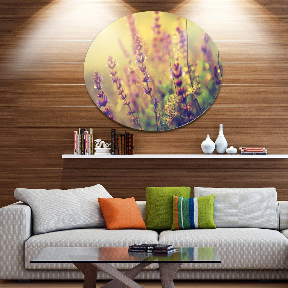 Vintage Photo Of Wild Purple Flower, Flower Disc Metal Artwork, 11"