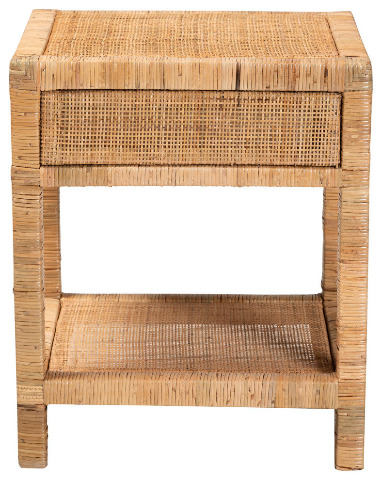 Ciana Natural Rattan & Mahogany Nightstand