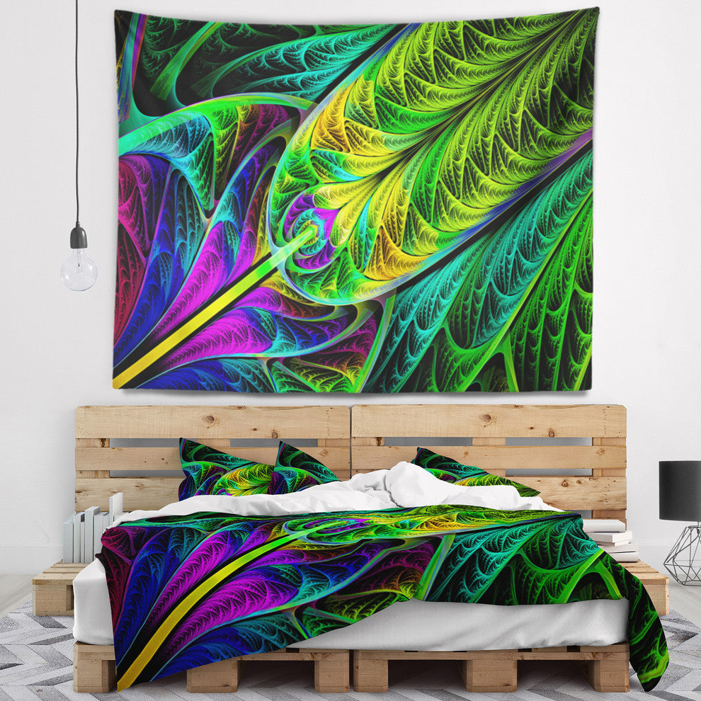 Green Stained Glass Texture Abstract Wall Tapestry, 92"x78"