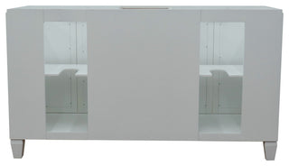 61" Double Sink Vanity, White Finish With Black Galaxy Granite