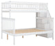 Gewnee Wood Twin Over Full  Bunk Bed with Storage Stairway in White