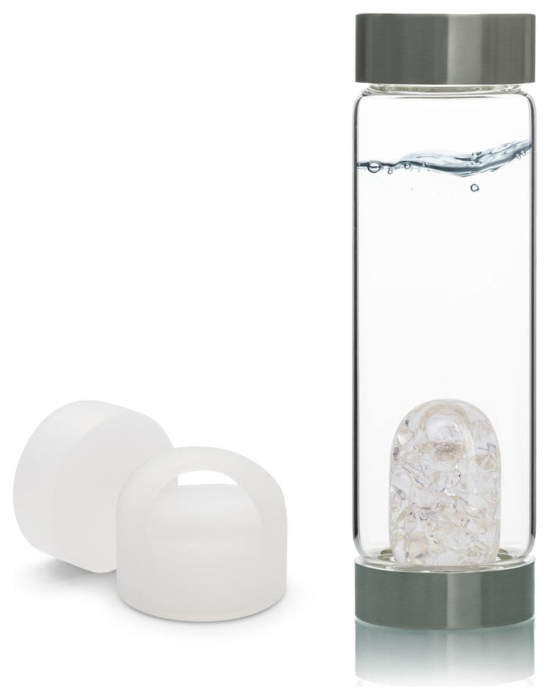 Water Bottle, VitaJuwel ViA Gemwater Bottle, White Loop Caps, Diamonds