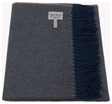 100% Baby Alpaca NY Herringbone Throw / Afghan Blanket, Blue