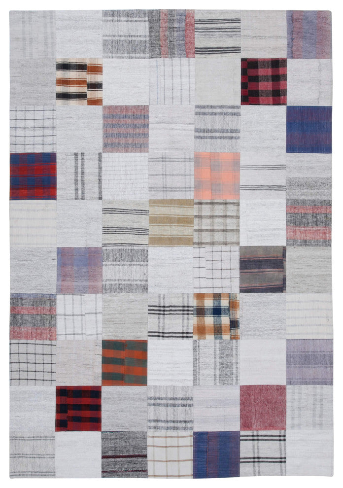 Rug N Carpet - Handmade Anatolian 6' 7'' x 9' 10'' Unique Patchwork Kilim Rug