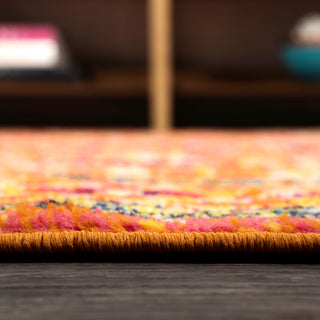 Brooklyn Geometric Medallion Area Rug, Orange/Blue, 3 X 5