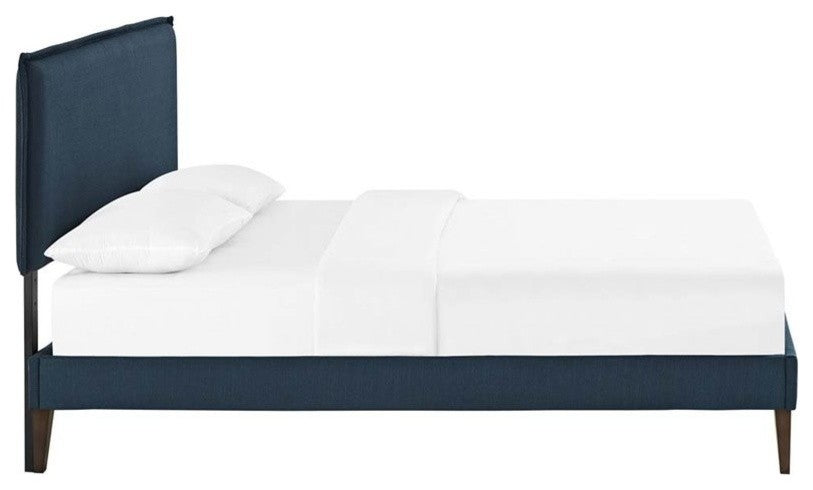 Modway Camille Full Fabric Platform Bed With Squared Tapered Legs, Azure
