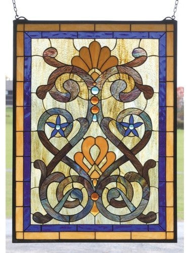 Meyda Lighting 77999 20"W X 27"H Mandolin Stained Glass Window