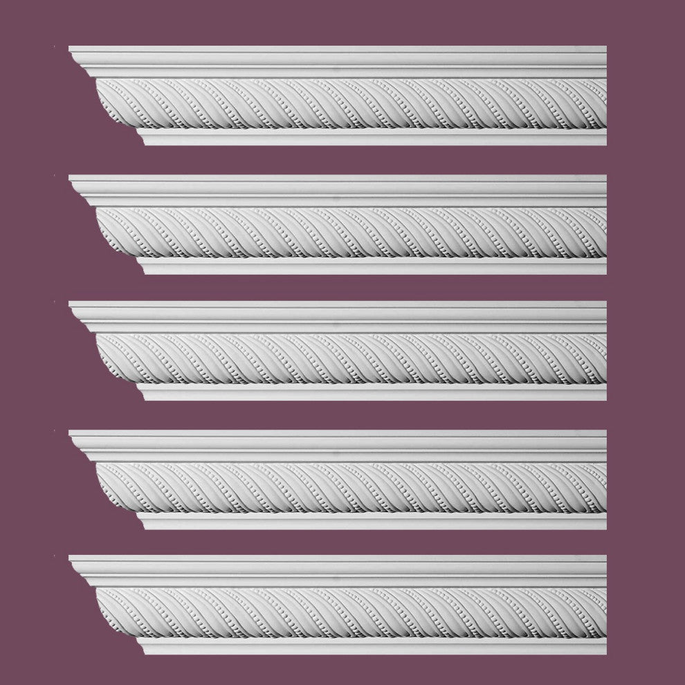Ornate Cornice White Urethane Queensborough Design 5 Pieces Totaling 480" Length