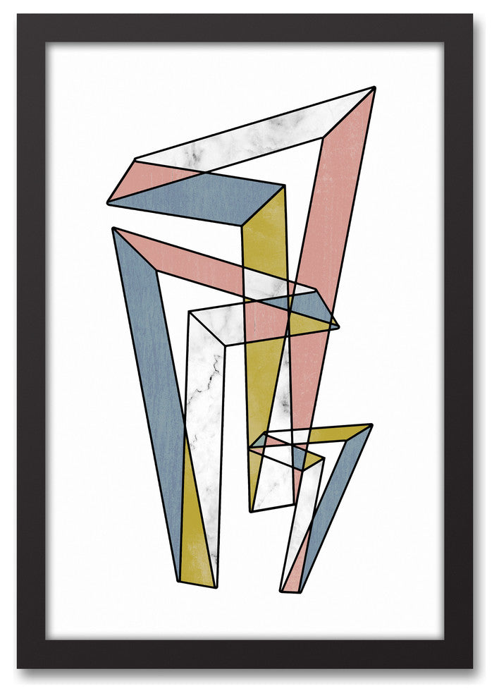 Indestructible Dimension Geometric Abstract 12x18 Black Framed Canvas
