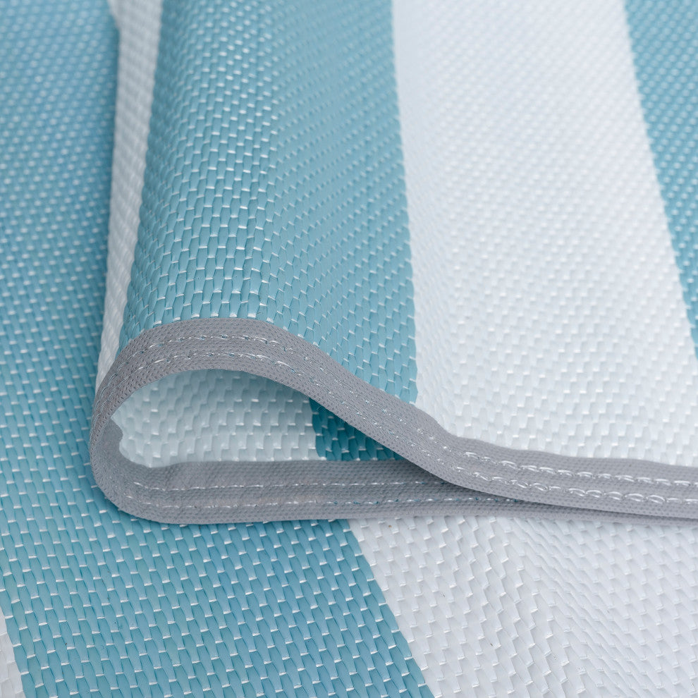 Simonson Contemporary Stripes, Aqua/White, 5'x6'11"