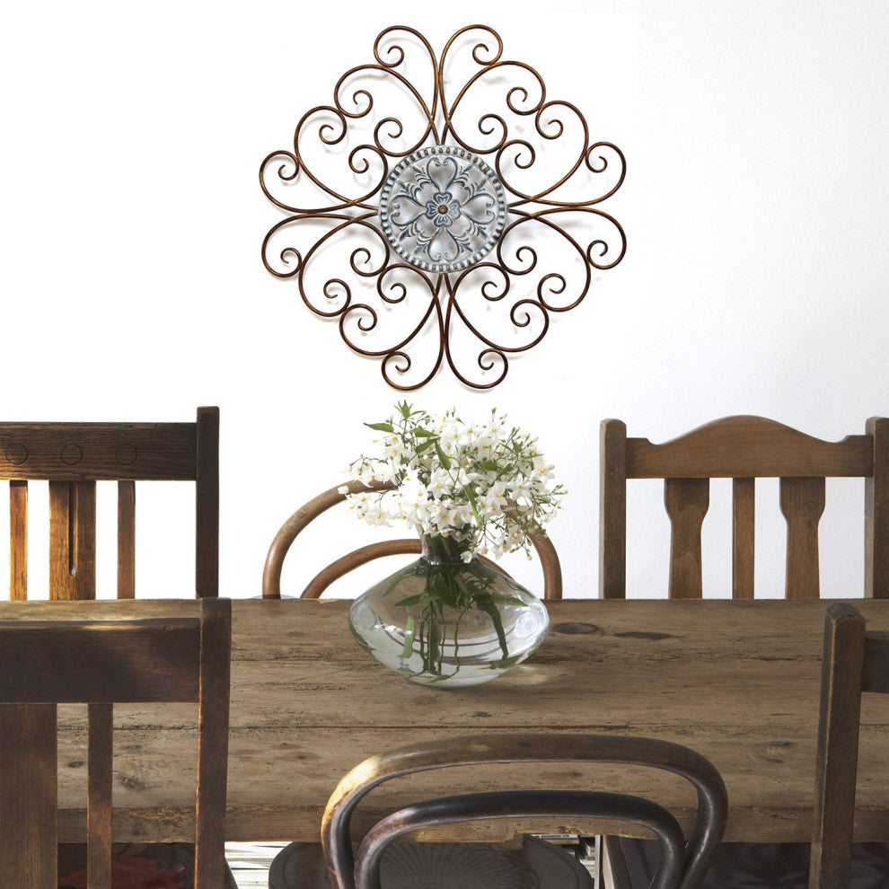 HomeRoots Elegant Scroll Medallion Metal Wall Decor