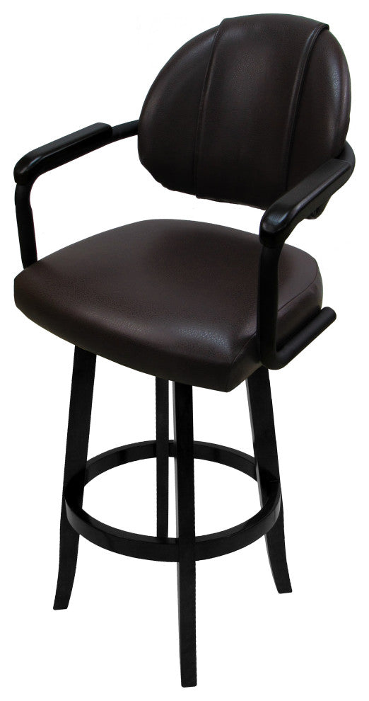 Swivel 30" Metal Bar Stool, M-79 Vivian, Austin Mahogany Vinyl, Black
