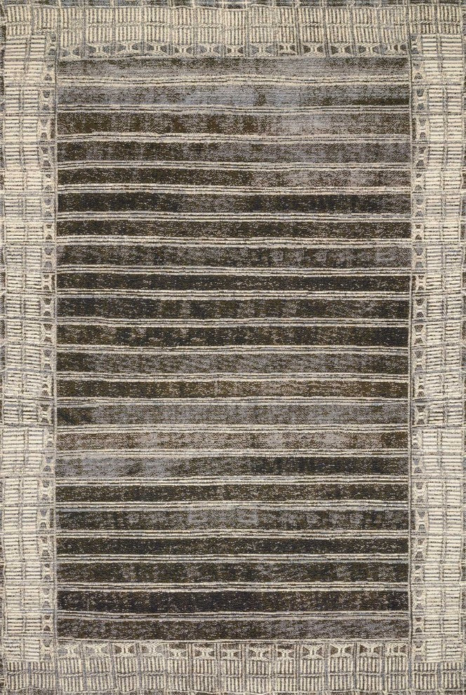 Mika In/out Area Rug by Loloi, Charcoal / Ivory, 7'10"x11'2"