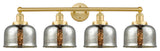 Large Bell 4-Light 34" Bath Vanity Light, Satin Gold Finish, Mercury Shade