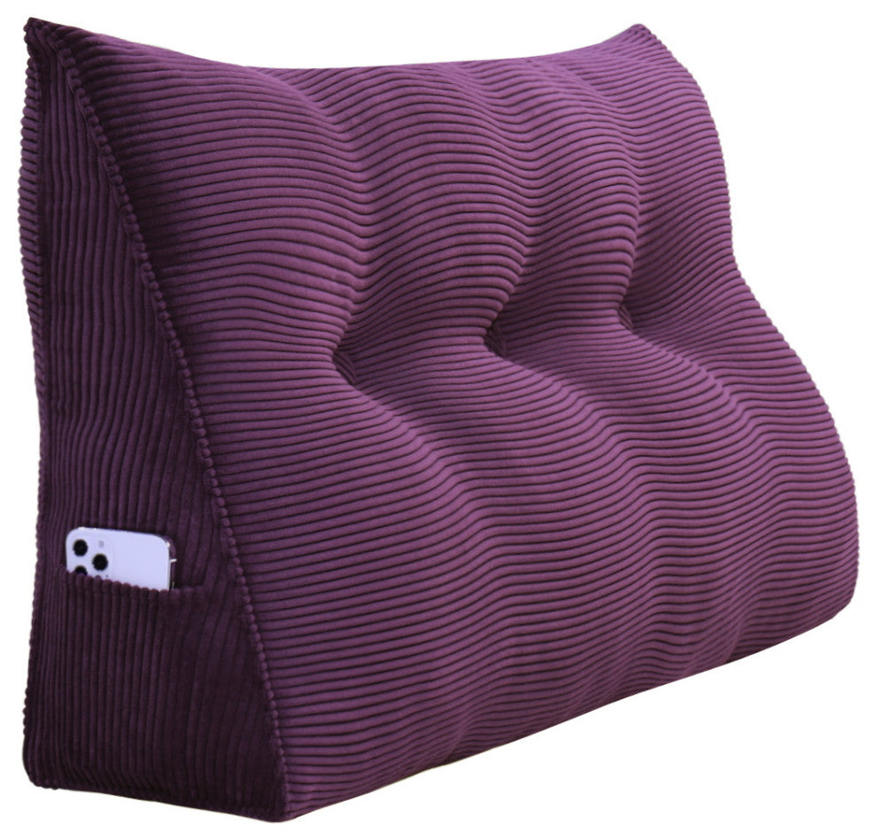 Bed Wedge Pillow Backrest Headboard Cushion Daybed Pillow Reading Wedge Purple, 39x20x8
