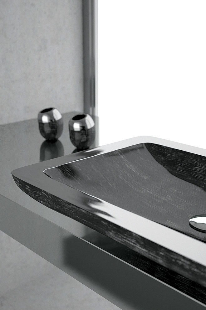 Alumix Vogue Rectangular Sink, Black and Silver