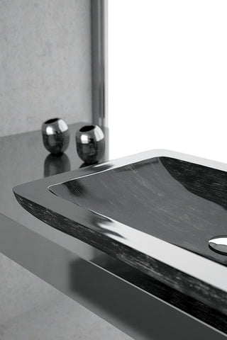Alumix Vogue Rectangular Sink, Black and Silver