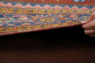 Consigned, Persian Oriental Antique Handmade Low Pile Carpet, Red, 10'4"X7'0"