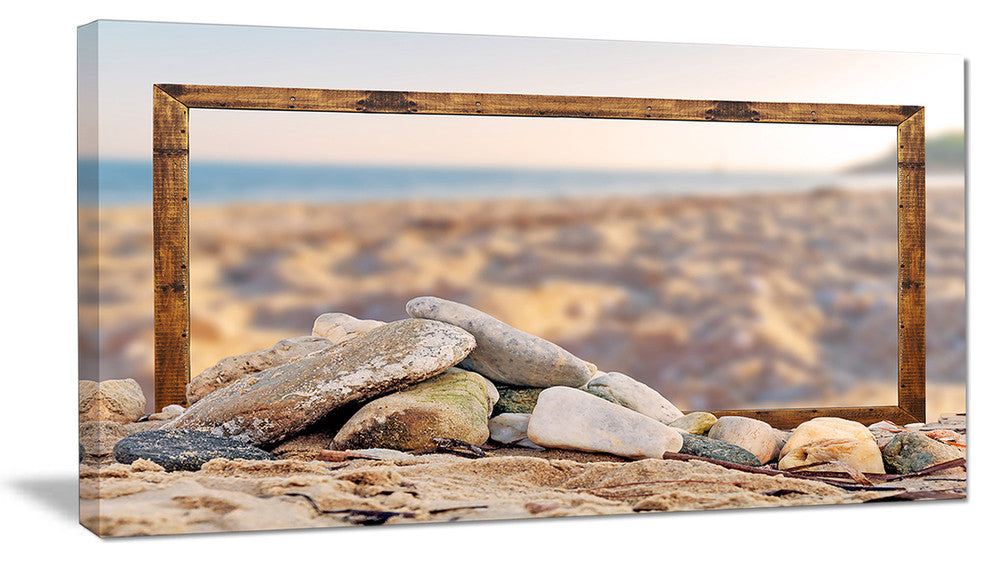 "Framed Blurred Seashore" Landscape Art Canvas Print, 40"x20"