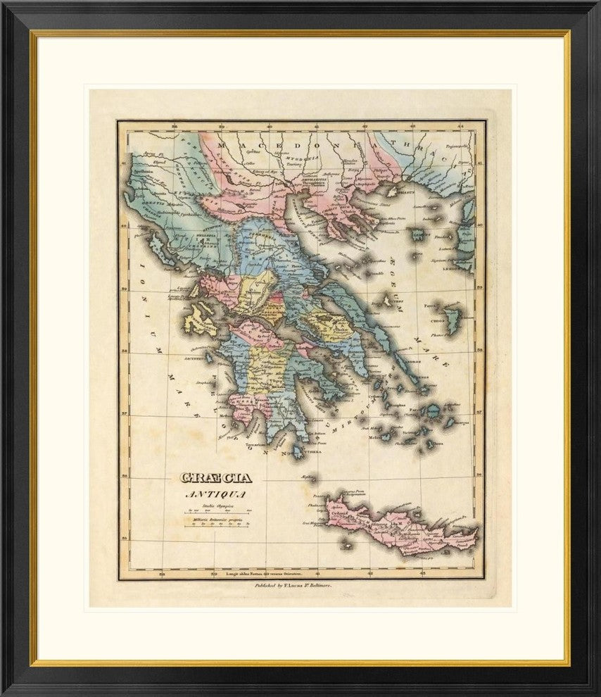 "Graecia Antiqua, 1823" Framed Digital Print by Fielding Lucas, 35x40"