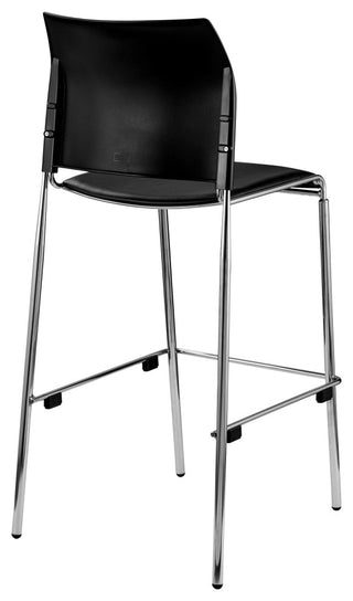 NPS Cafetorium Bar Stool, Plush Vinyl Seat, Black