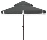 Safavieh Outdoor Milan Fringe 9ft Double Top Crank Umbrella Grey
