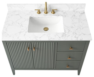 Vanity Art Freestanding Vanity, Vintage Green, 42", Single Sink, Golden Brushed