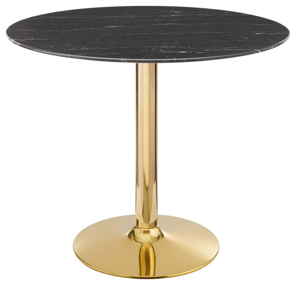 Verne 35" Artificial Marble Dining Table Gold Black