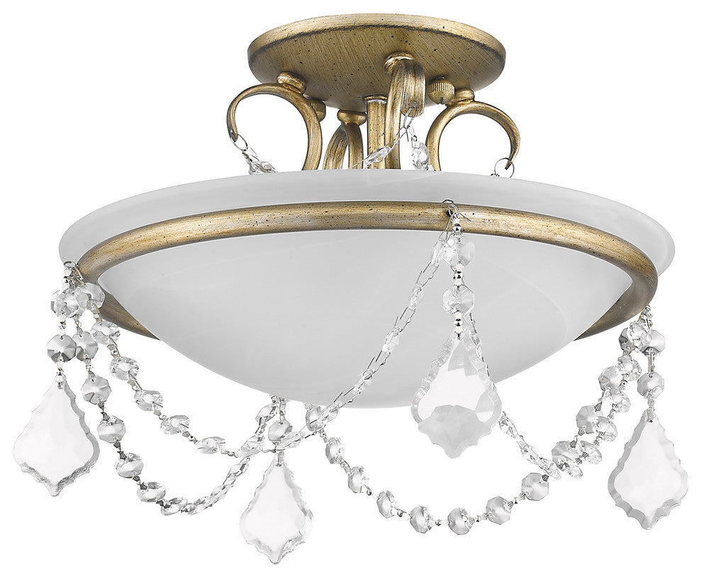 Livex 6523-73 2-Light Ceiling Mount, Hand Painted Antique Silver Leaf