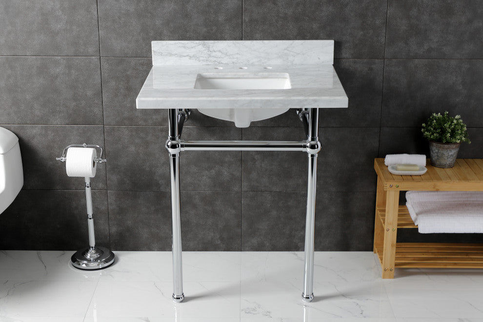 KVBH3022M8SQ1 30" Console Sink with Brass Legs (8-Inch, 3 Hole)