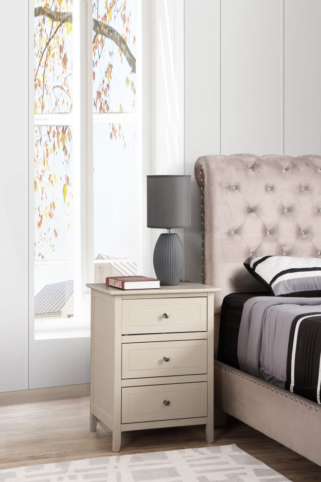Drake 3-Drawer Nightstand, Beige
