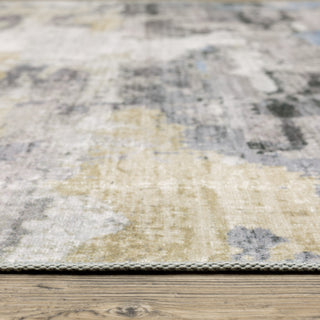 Michaela Machine Washable Distressed Grey/ Blue Area Rug, Ivory, 7'6"x10'