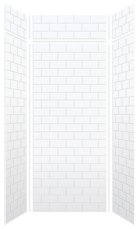 Transolid SaraMar 36"x36"x96" 6-Piece Shower Wall Kit with Extension, White