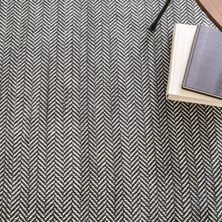 Dash & Albert Herringbone Black Handwoven Cotton Rug, Black, 2' x 3'