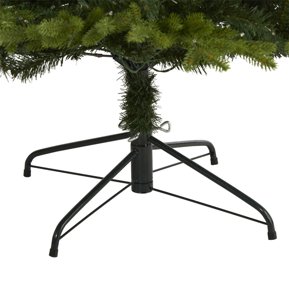 8' Belgium Fir Natural Look Artificial Christmas Tree With 650 Clear LED Lights