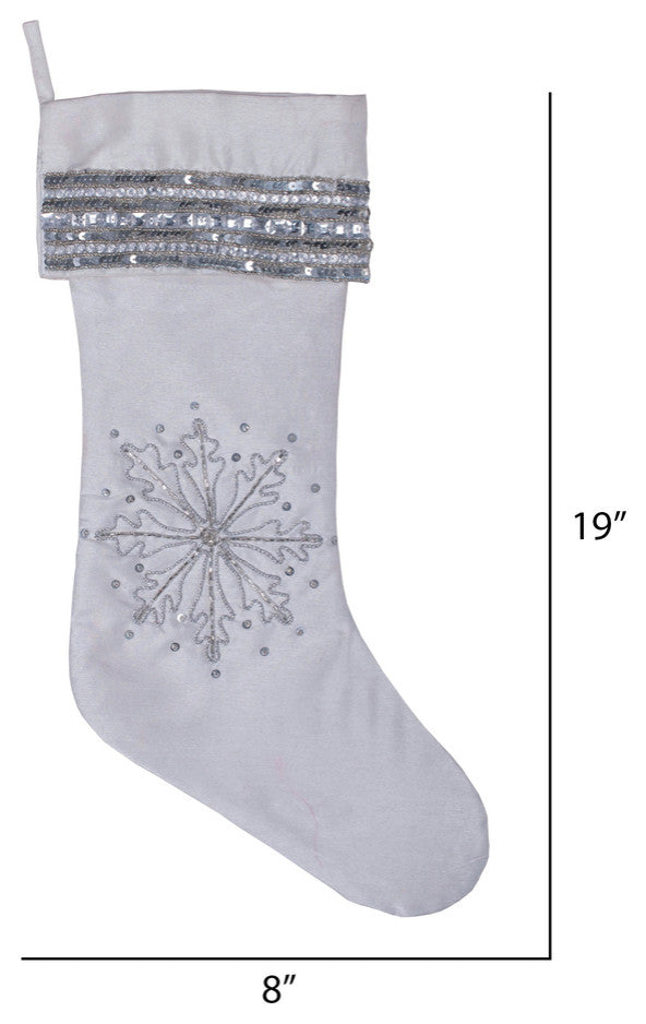 Vickerman Qtx17012 Decorative 8"X19" Banded Snowflake Christmas Stocking