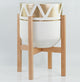 Extra Large Hand Paint Fiber Clay Pot 16'' With Wood Plant Stand Natural Color