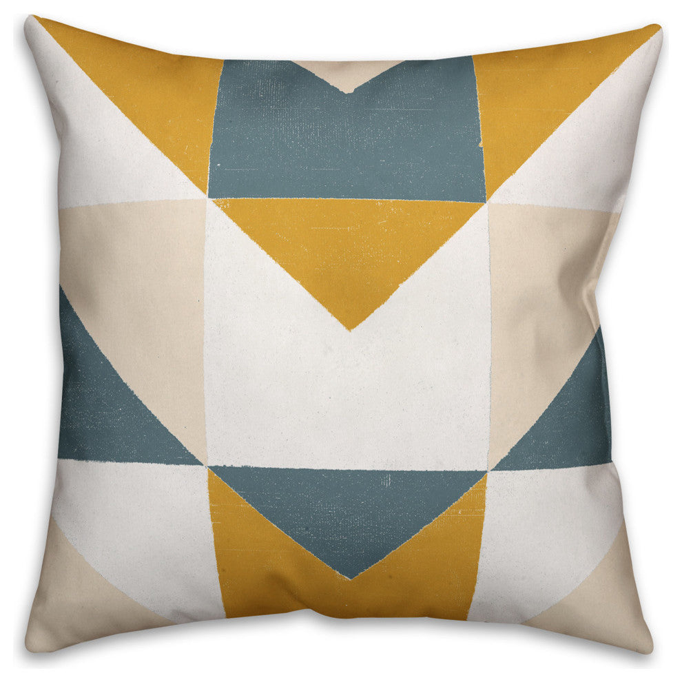 Yellow and Gray Geometric Abstract 18x18 Spun Poly Pillow