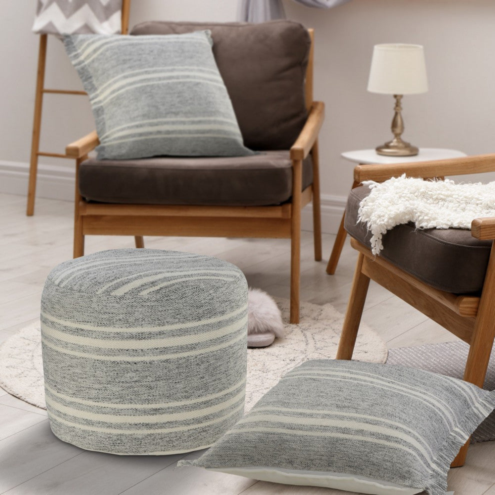 Farmhouse Triple Stripe Indoor Outdoor Pouf